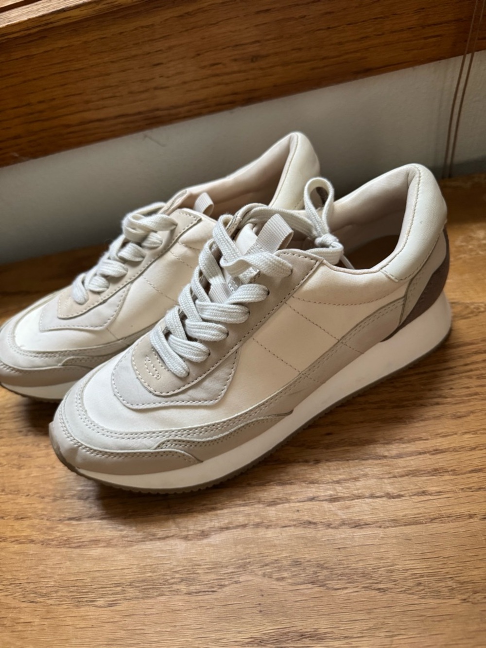 Neutral Beige Women's Leather Sneakers